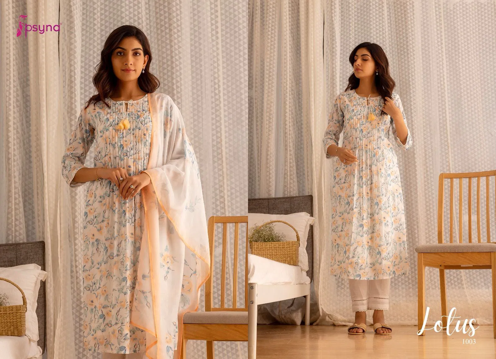 Lotus By Psyna Poly Linen Printed Readymade Suits Wholesale Clothing Suppliers In India
